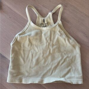 Free People Movement Happiness Runs Cropped Ribbed Yellow Tank